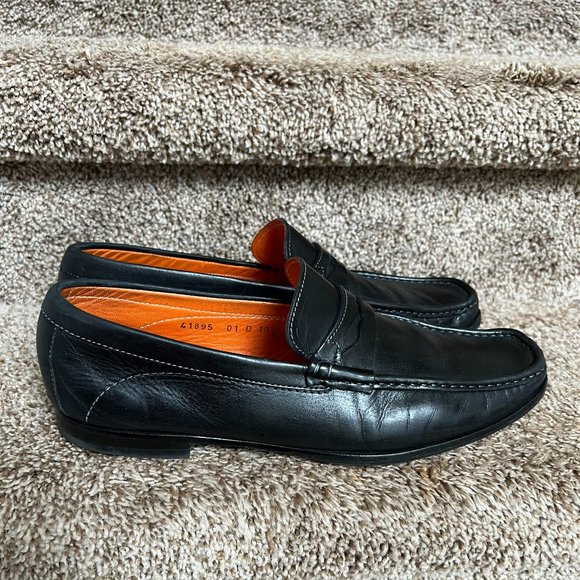 Santoni Men\'s Black Leather Casual Loafers Shoes Loafers main image 6